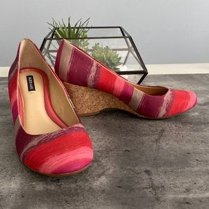 Alex Marie Cork Wedge Stripe Heels NWT 7.5
